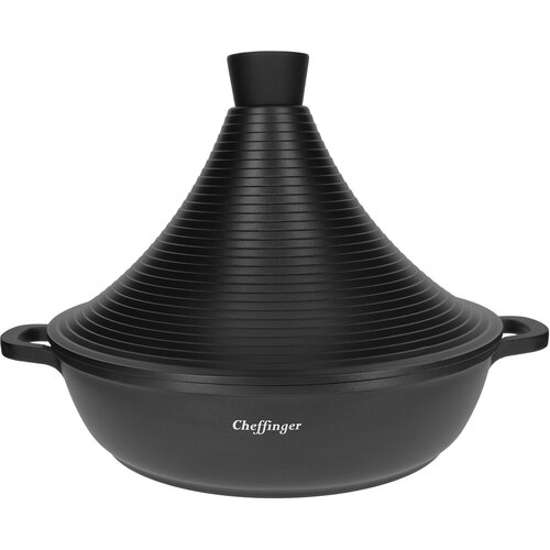 Cheffinger Tajine Lonec 28 cm z Marmoriranim Premazom in Soft-touch Ro?aji, ?rna, (21553012) Cene