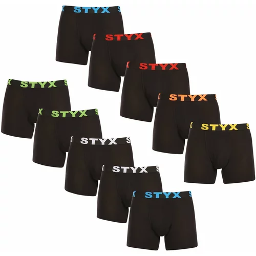 STYX 10PACK Men's Boxer Shorts Sports Rubber Black