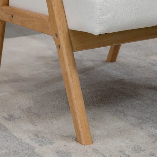  Tapecirana fotelja u skandinavskom dizajnu bar&amp;scaron;unasti izgled okvir od punog drva 68 x 74 x 82 cm prirodna+krem boja Slike