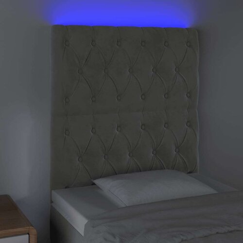 vidaXL LED uzglavlje svjetlosivo 80x7x118/128 cm baršunasto Cene
