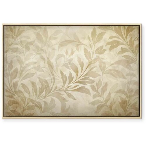  Slika - Botanical Motif with Leaves and Vines in Sand Colors 60x40 U prirodnom drvenom okviru Slike