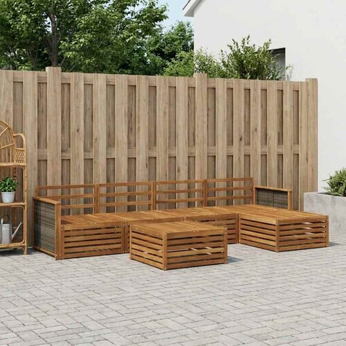  Set vanjskih sofa 6 kom. Prirodna Čvrsto drvo akacije Slike