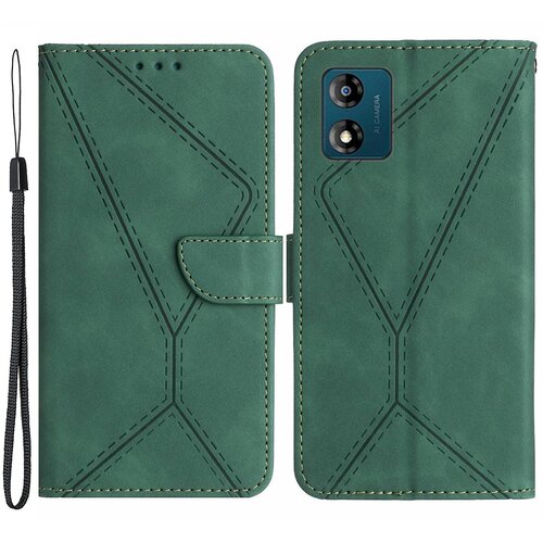 INORCO HT05 za Motorola Moto E13 4G PU usnjena preklopna torbica z natisnjeno črto Skin-touch stojalo za telefon denarnica, (22036240) Slike