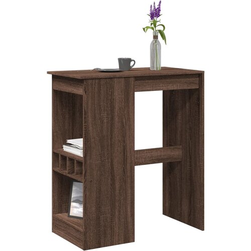 VidaXL Barska miza s policami rjavi hrast 90x47,5x103,5 cm inž. les Slike