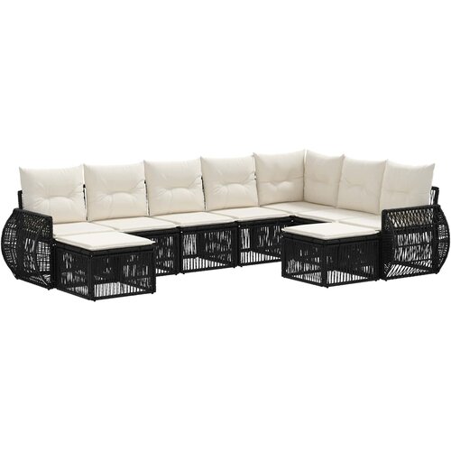 vidaXL Vrtna sedežna garnitura 9 pcs Črna poli ratan, (5000269672) Cene