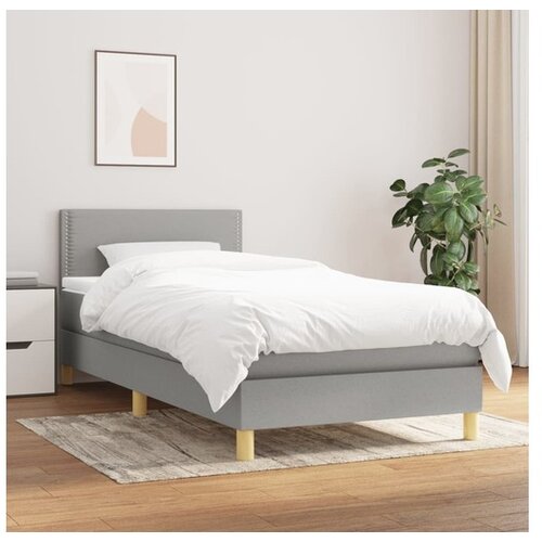 Box spring postelja z vzmetnico svetlo siv 100x200 cm blago Cene