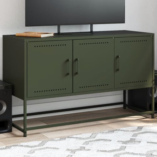 The Living Store TV omarica olivno zelena 100,5x39x60,5 cm jeklo - TV Omarica, (21508218) Cene