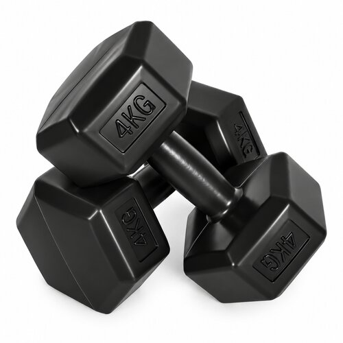 MOVEPRO set heksagonalnih bučica 2 &amp;times; 4 kg &amp;ndash; utezi za vježbanje i fitness, crni Slike