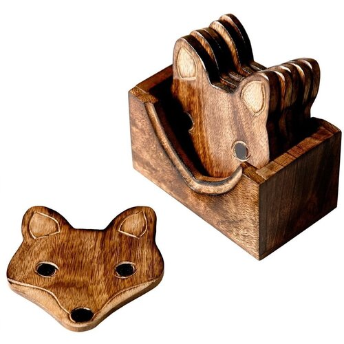 Sass & Belle Set od 6 drvenih podmetača u stalku Fox Cene