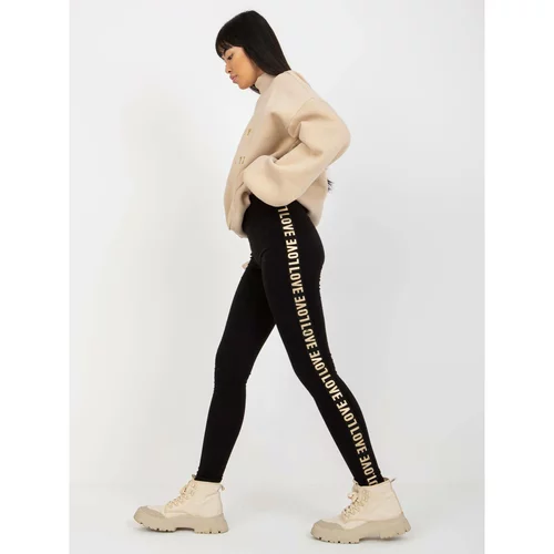 Fashion Hunters Black casual leggings with inscriptions on the sides