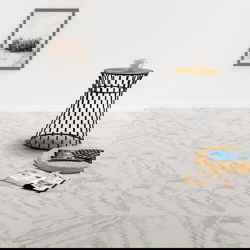 vidaXL Samoljepljive podne obloge PVC 5,11 m² bijele mramorne Cijene