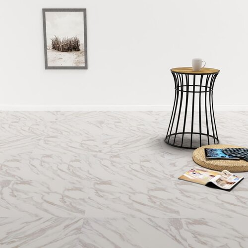 VidaXL Samoljepljive podne obloge PVC 5,11 m&amp;sup2; bijele mramorne Slike