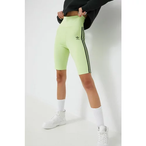 Adidas Kratke hlače Trefoil Moments za žene, boja: zelena, s aplikacijom, visoki struk, HE0407-PULLIM