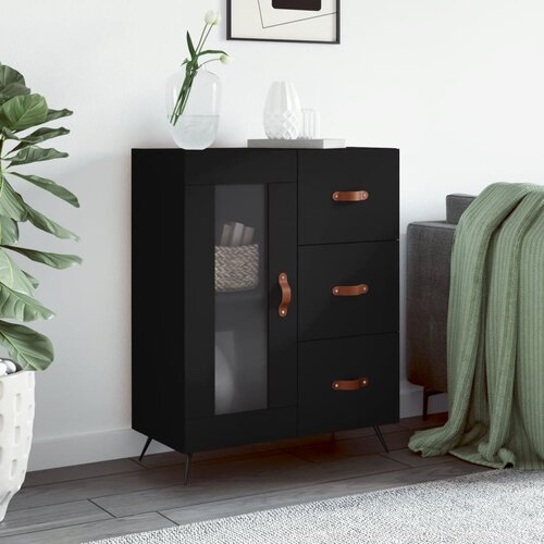 vidaXL Komoda črna 69,5x34x90 cm inženirski les Cene