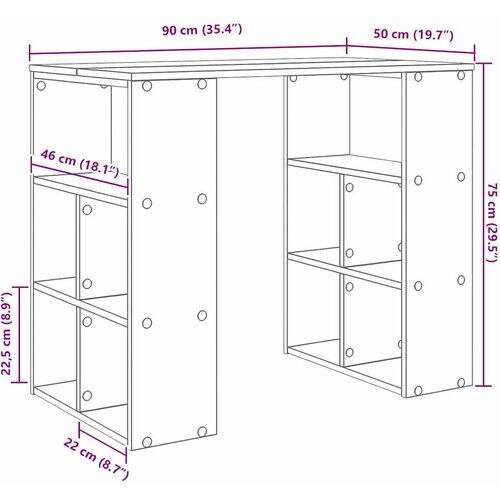  Stol s policom Betonski sivi 90 x 50 x 75 cm Konstruirano drvo Slike