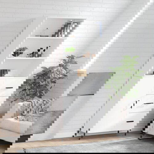 VidaXL Visoka omara bela 69,5x34x180 cm inženirski les Slike