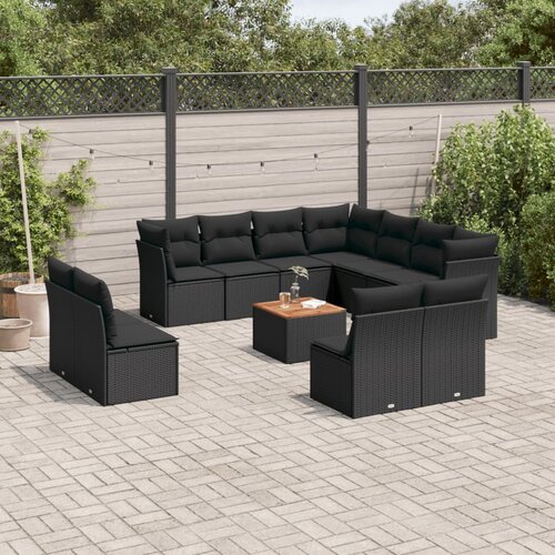  12-dijelni set vrtnih sofa od poliratana s jastucima crni Cijene