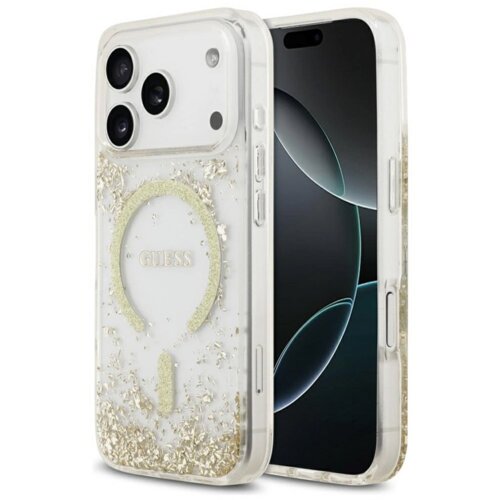 Guess maska resin bottom glitter magsafe zaiphone 17 pro zlatna Slike