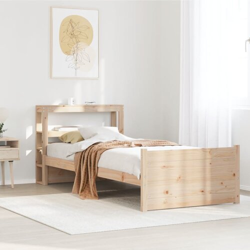 VidaXL Okvir kreveta s uzglavljem 90 x 200 cm od masivne borovine Slike
