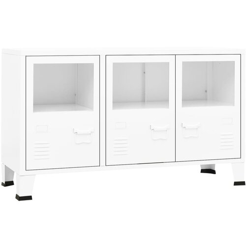 Maison Chic Komoda - Predalnik bela 105x35x62 cm kovina in steklo, (21718855) Cene