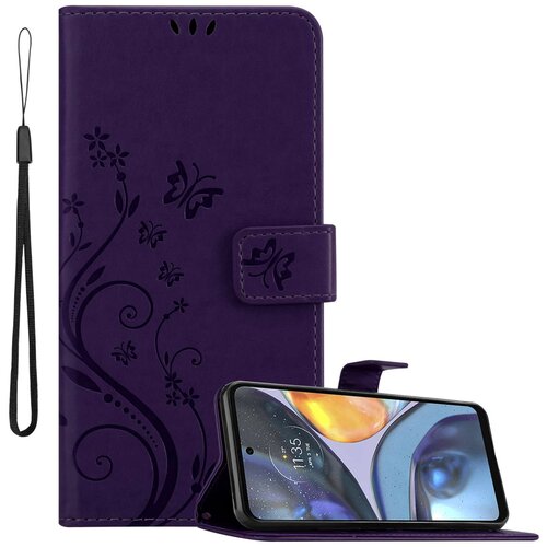 Cadorabo Motorola MOTO G22 in klasična temno modra - ovitek v cvetličnem dizajnu z magnetnim zapiranjem, stoječo funkcijo in režami za kartice, (20860468) Cene