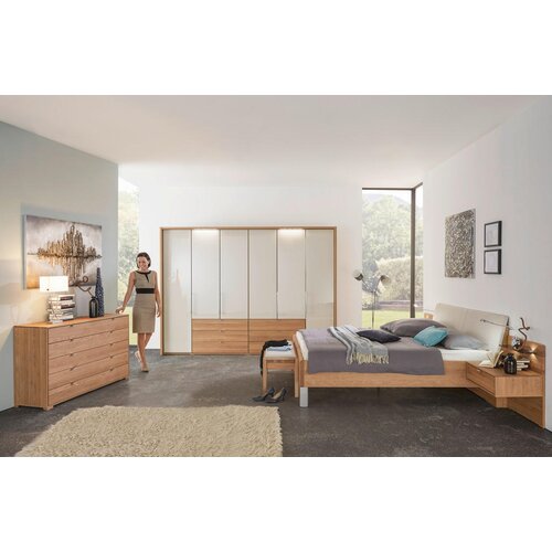 Dieter Knoll POSTELJNA GARNITURA 180 cm x 200 cm , les, tekstil, leseni material barve hrasta, barve &amp;scaron;ampanjca Slike