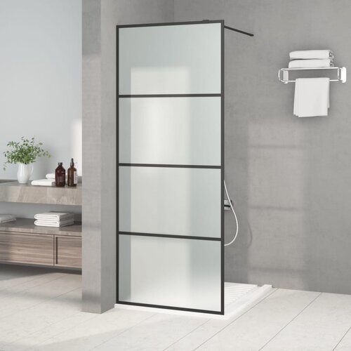 VidaXL Pregrada za tu&amp;scaron; crna 80 x 195 cm s mutnim staklom ESG Slike