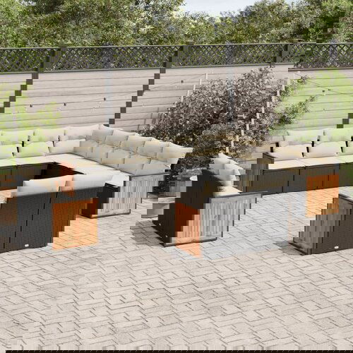 VidaXL 13-dijelni set vrtnih sofa s jastucima poliratan crni Slike
