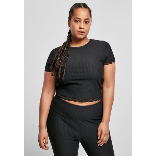 Urban Classics Women&amp;#039;s T-shirt with short lace trim black Slike