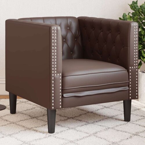  Fotelj chesterfield rjavo umetno usnje, (21825062) Cene