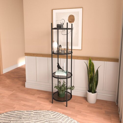 Hanah home vogue - black, smoked glass black bookshelf Cene