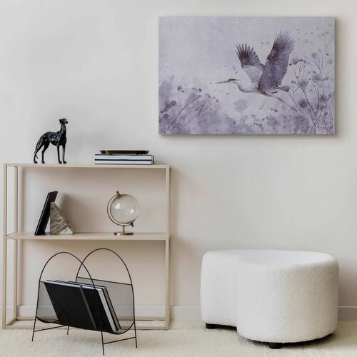  Slika - Majestic flight - a crane in flight in monochrome 90x60 Standard Slike