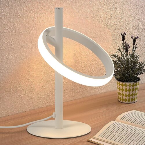Nettlife Lampe de table Moderne LED de table - Blanc Anneau Forme Lampe de chevet Rotation Anneaux amovibles 13W 3000K Blanc chaud, (22141557) Cene