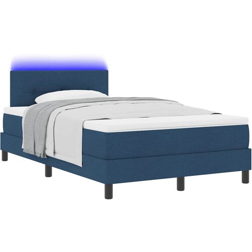  Krevet s opruga kutije s LED trakama Plava 120 x 190 cm tkanina Slike