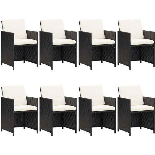  9-dijelni vrtni blagovaonski set s jastucima crni od poliratana Crna 219 cm table length Slike