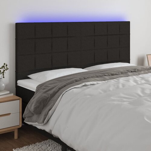 VidaXL LED uzglavlje crno 160x5x118/128 cm od tkanine Slike