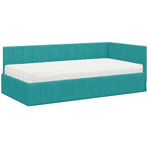 VidaXL Kutni okvir kreveta s madracem Tirkizna 100 x 200 cm Bar&amp;scaron;un Slike