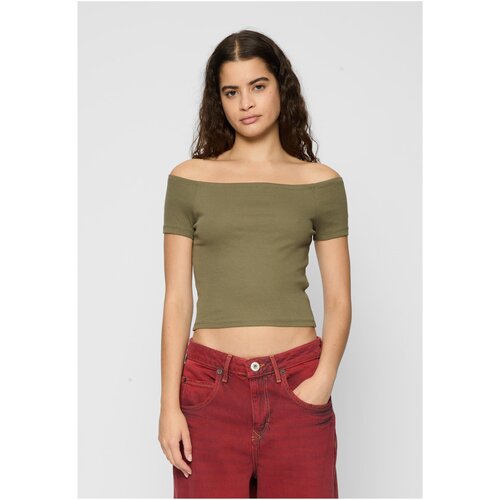 Urban Classics Women&amp;#039;s T-shirt Off Shoulder Rib Tee 2-Pack white+olive Slike