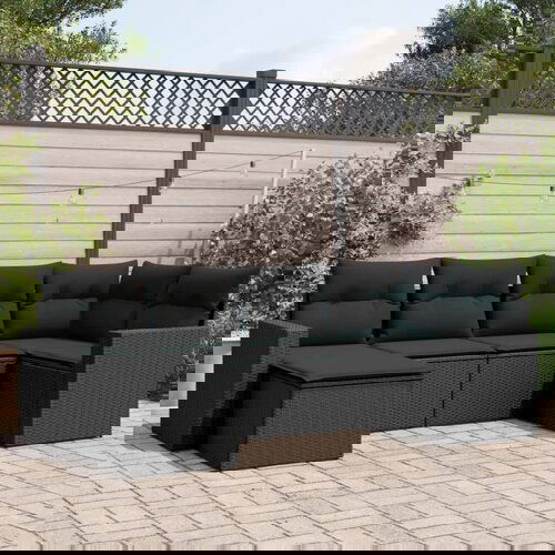 vidaXL 6-dijelni set vrtnih sofa s jastucima crni od poliratana Cijene
