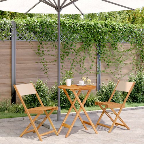  3-dijelni bistro set od tkanine i masivnog drva krem bež Cene