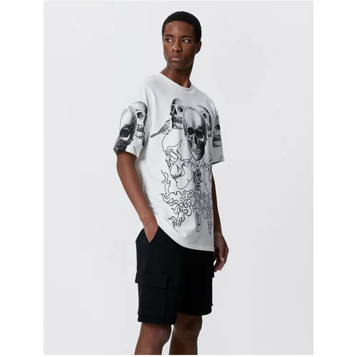 Koton Oversize T-Shirt Skull Printed Crew Neck Short Sleeve