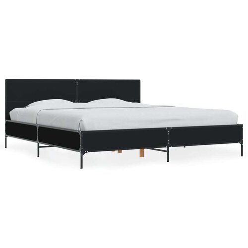  Posteljni okvir črn 200x200 cm inženirski les in kovina Cene