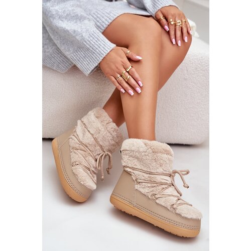 FI1 Snow Boots With Fur And Lacing Beige Silvara Slike