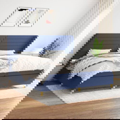  The Living Store Box spring postelja z vzmetnico modra 200x200 cm blago - Box Spring Postelja, (21450085) Slike