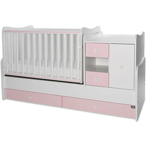 Lorelli MiniMAX Modularni krevetić 4in1 s Mehanizmom Ljuljanja White/Orchid Pink 190x72 cm