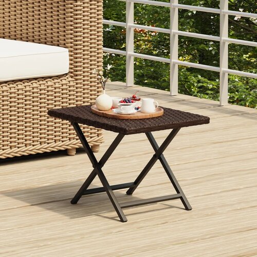VidaXL Sklopivi stol smeđi 45 x 35 x 32 cm od poliratana Slike
