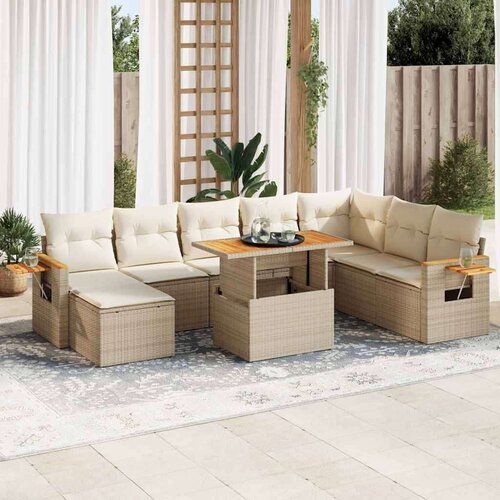 vidaXL 7-dijelni set vrtnih sofa s jastucima bež od poliratana bagrem Cene