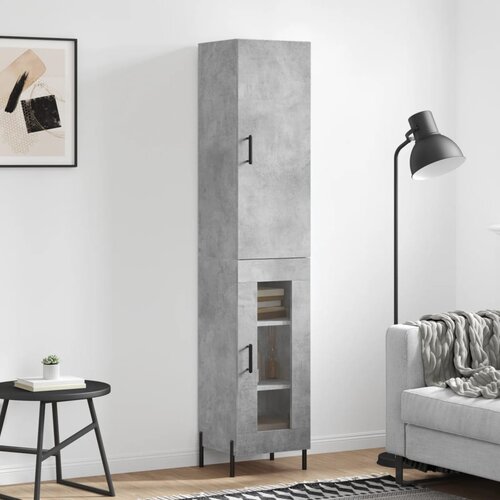  Visoka komoda siva betona 34,5x34x180 cm od konstruiranog drva Slike