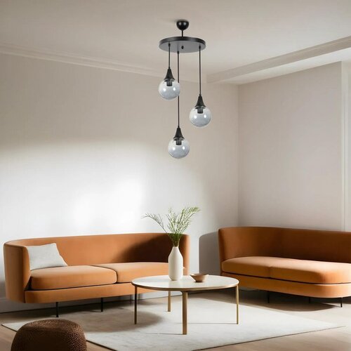Opviq afra 3 Lü tepsili siyah Füme Camlı Sarkıt blackfume chandelier Slike