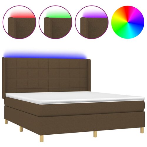 vidaXL Box spring postelja z vzmetnico LED temno rjava 160x200cm blago, (20901988) Cene
